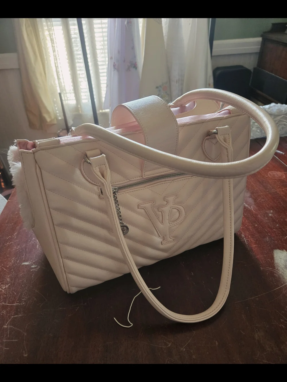 Vanderpump Quilted Pet Carrier Blush In Color
